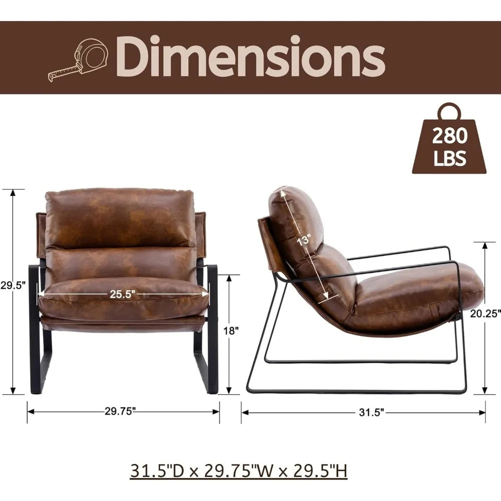 Modern PU Leather Accent Armchairs Set of 2