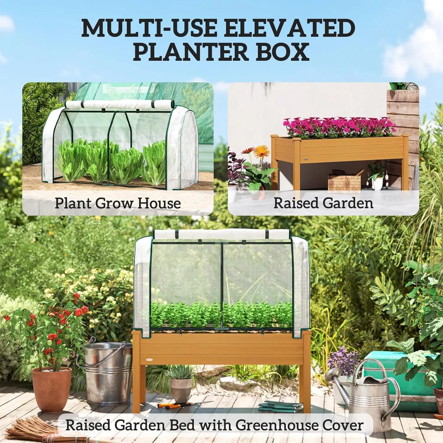 Garden Bed with PE Greenhouse Cover