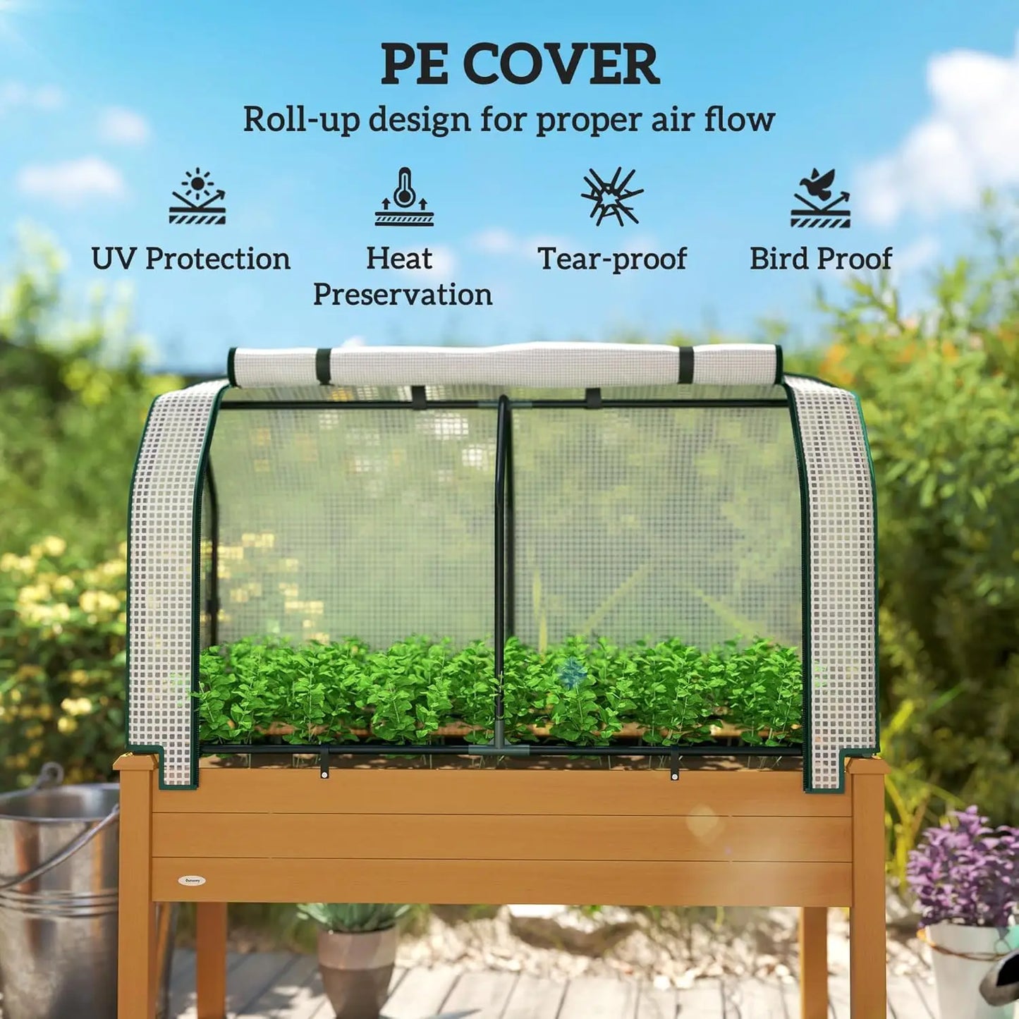 Garden Bed with PE Greenhouse Cover