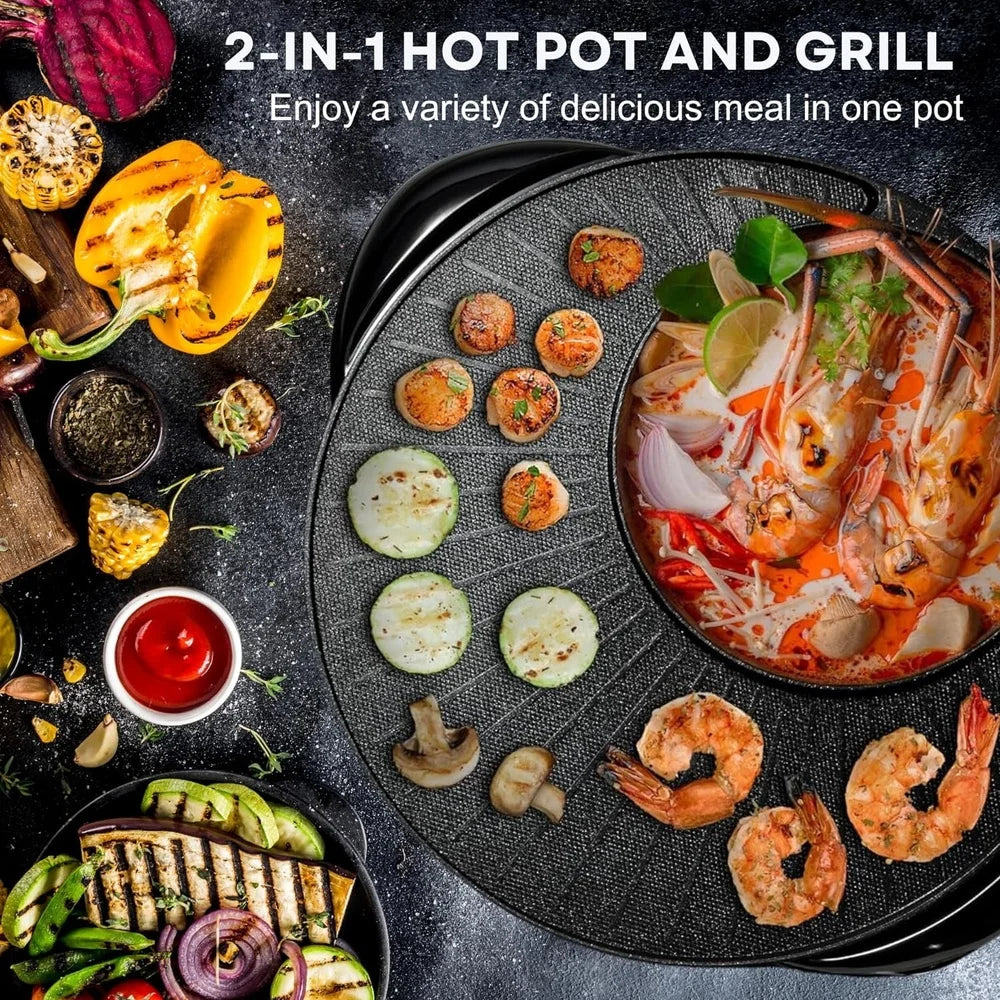 Portable Electric Hot Pot Grill Combo