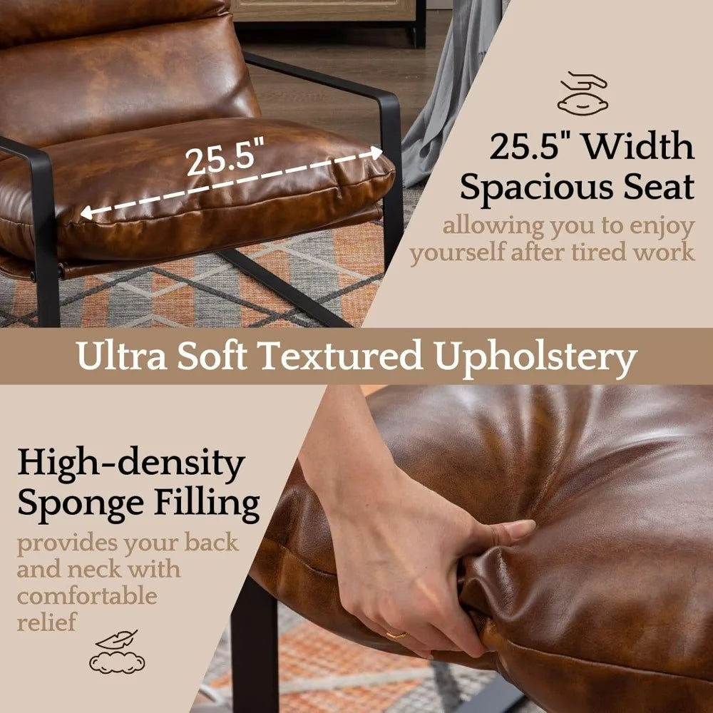 Modern PU Leather Accent Armchairs Set of 2