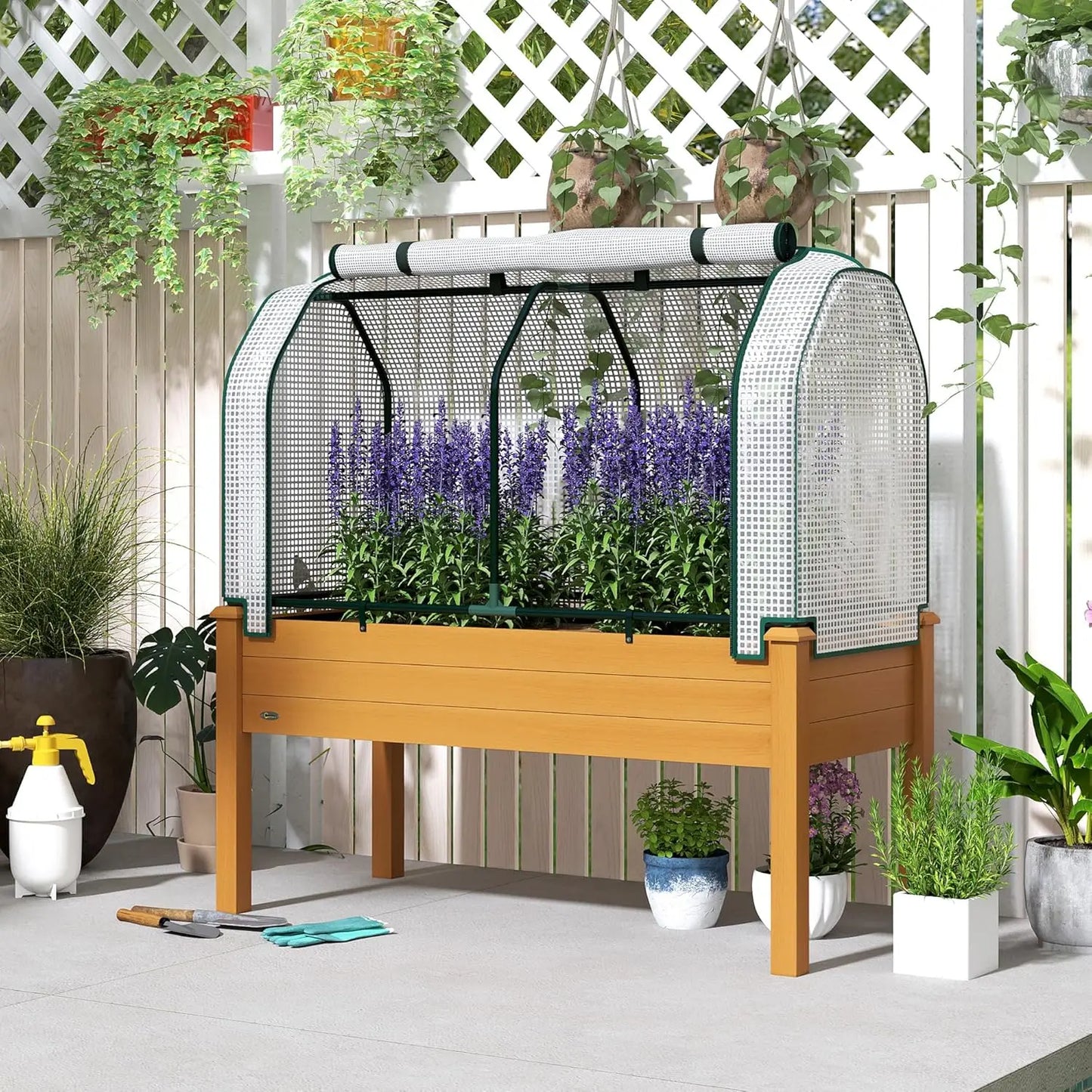 Garden Bed with PE Greenhouse Cover
