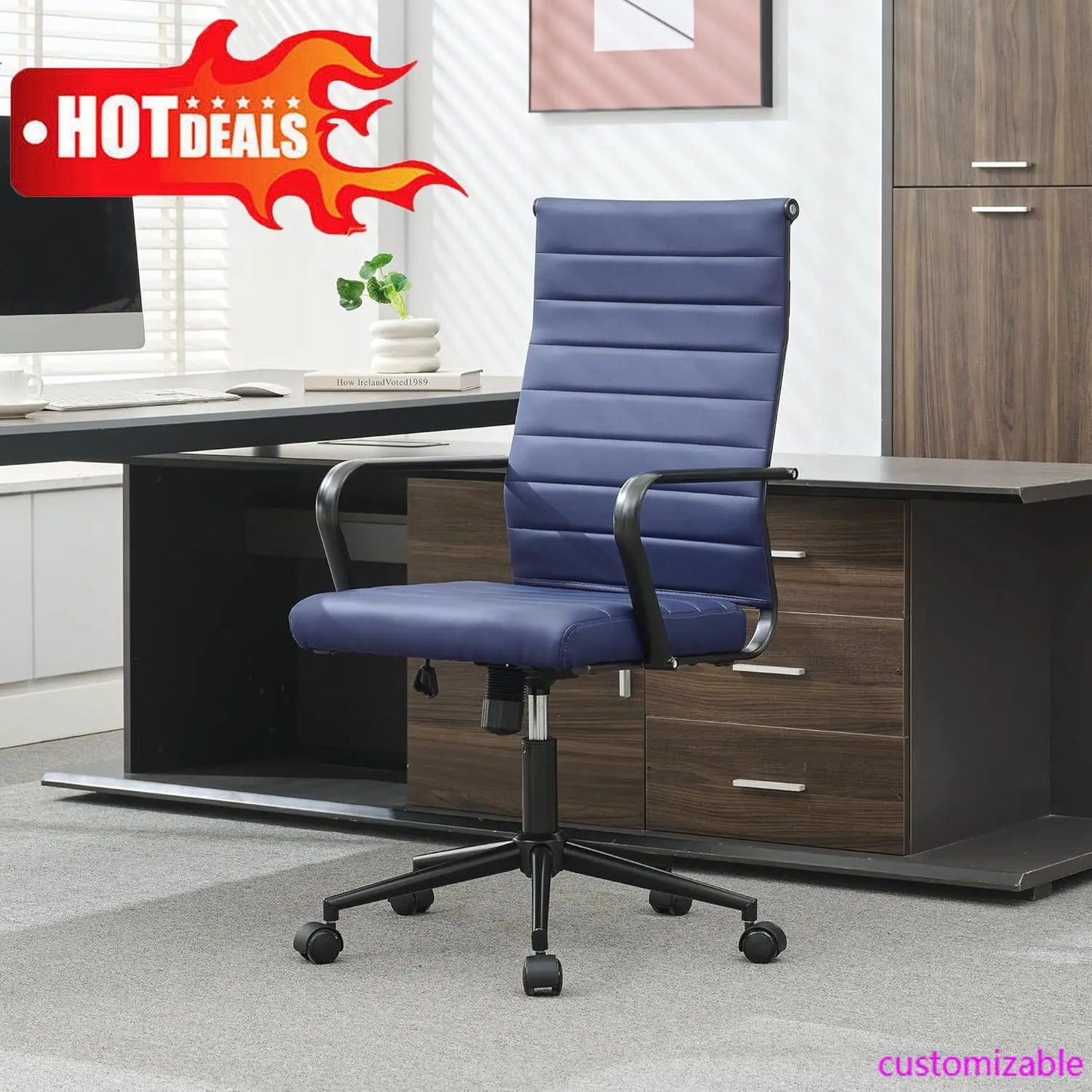 Blue Leather Chair for Home Office.