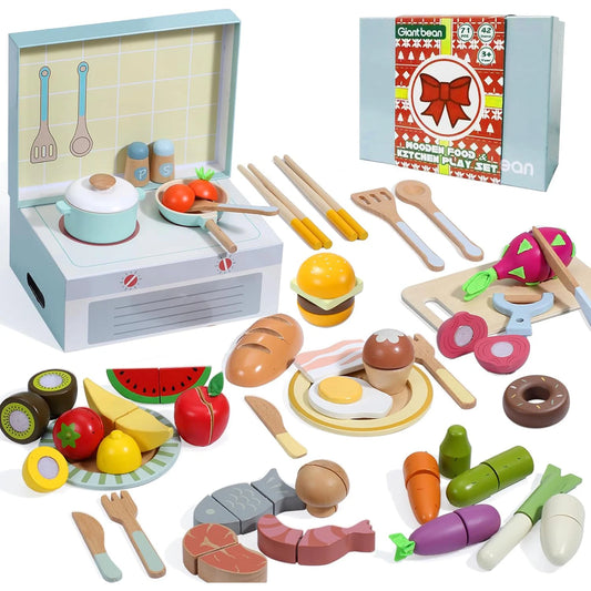 78 PCS Wooden Play Food Set