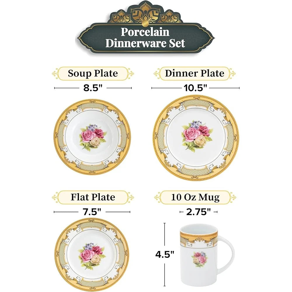 Elegant Porcelain 16 Piece Vintage Tableware
