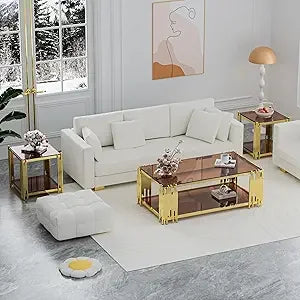 Black Glass Coffee Table Set of 3