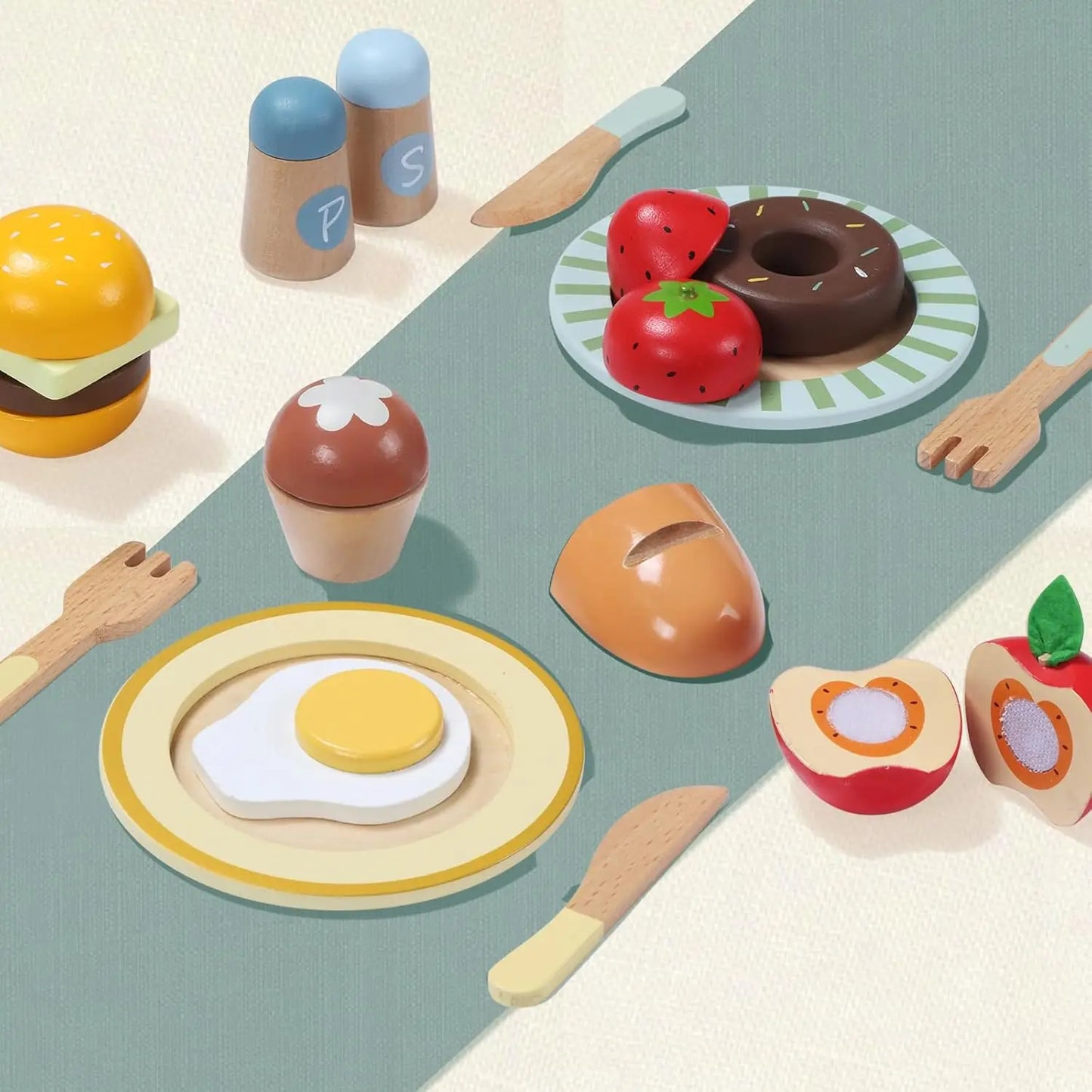 78 PCS Wooden Play Food Set