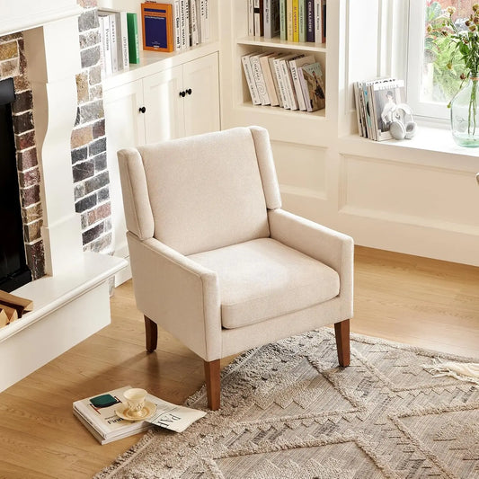 Beige Fabric Accent Armchair