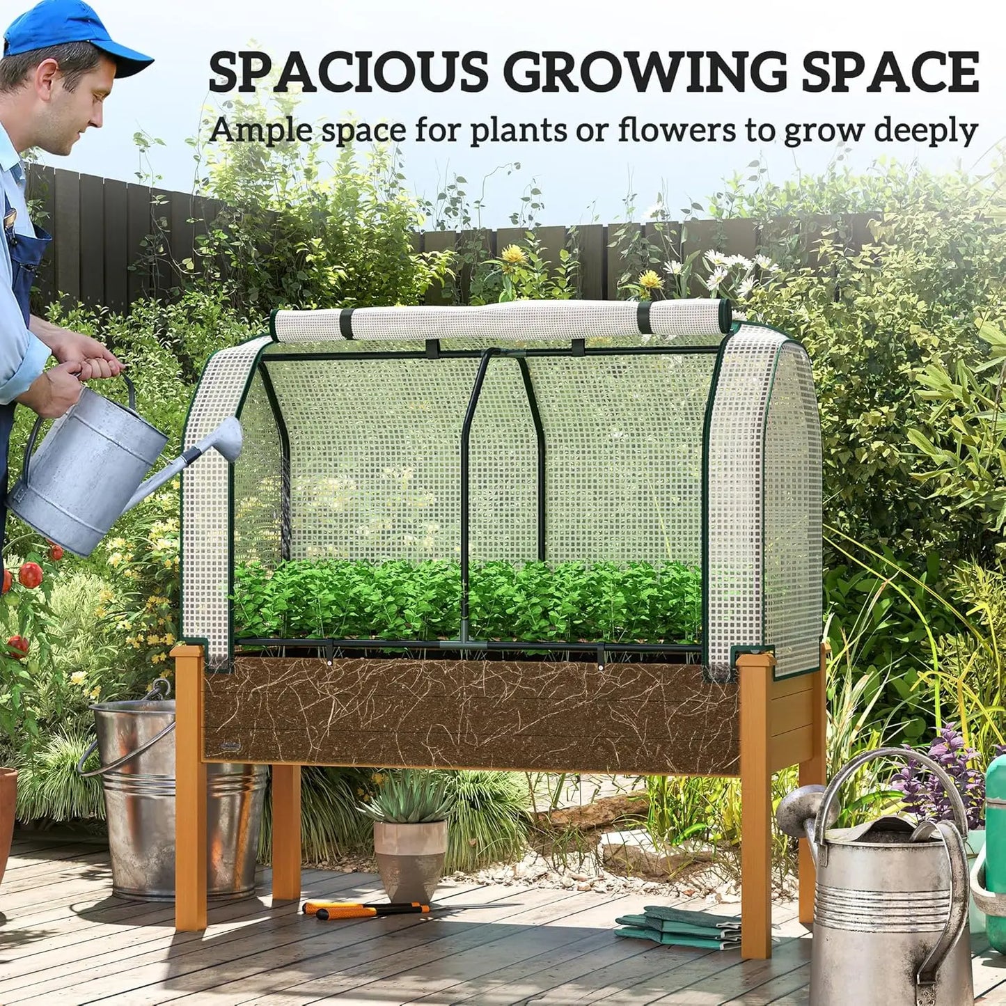 Garden Bed with PE Greenhouse Cover