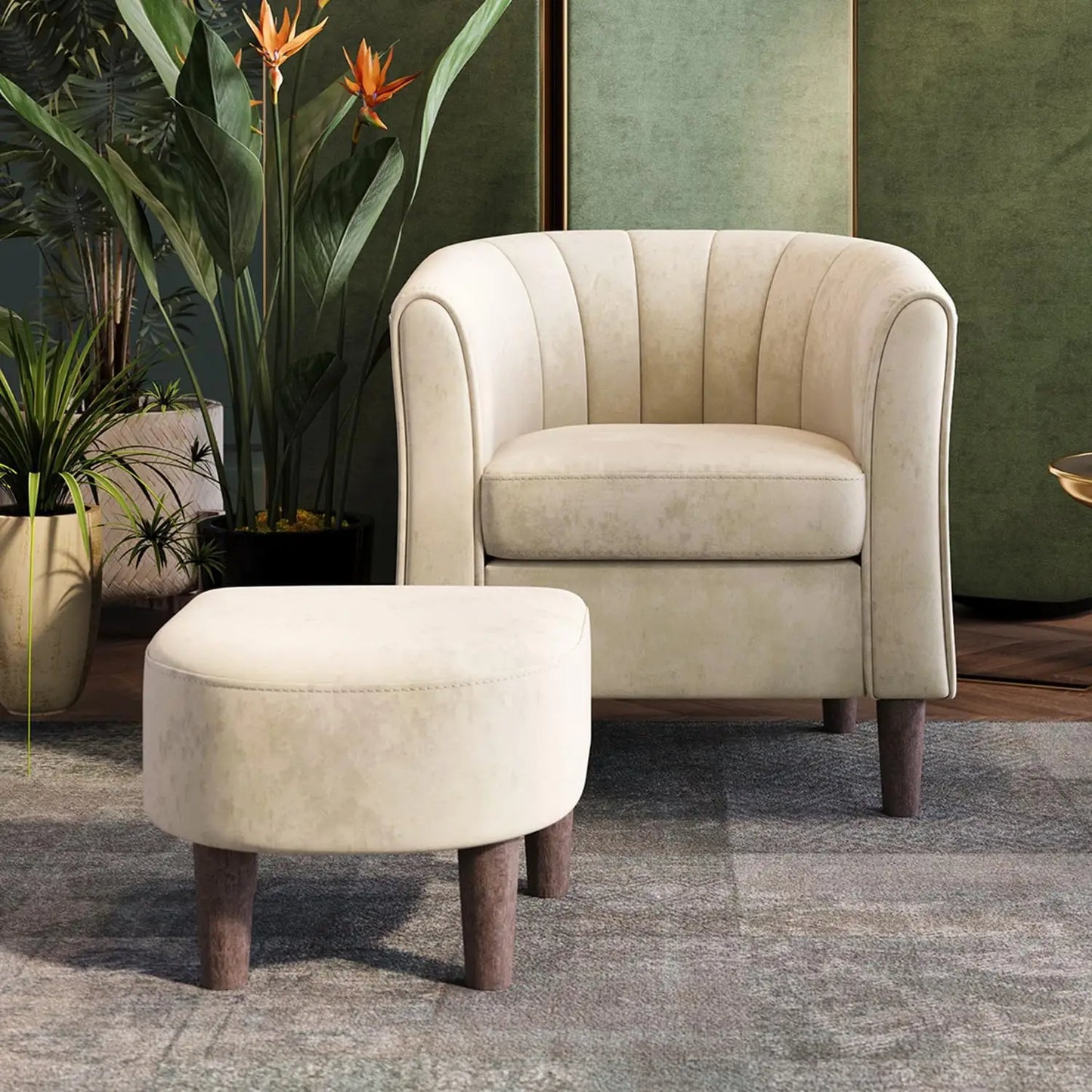 Comfy Accent Chair with Footrest