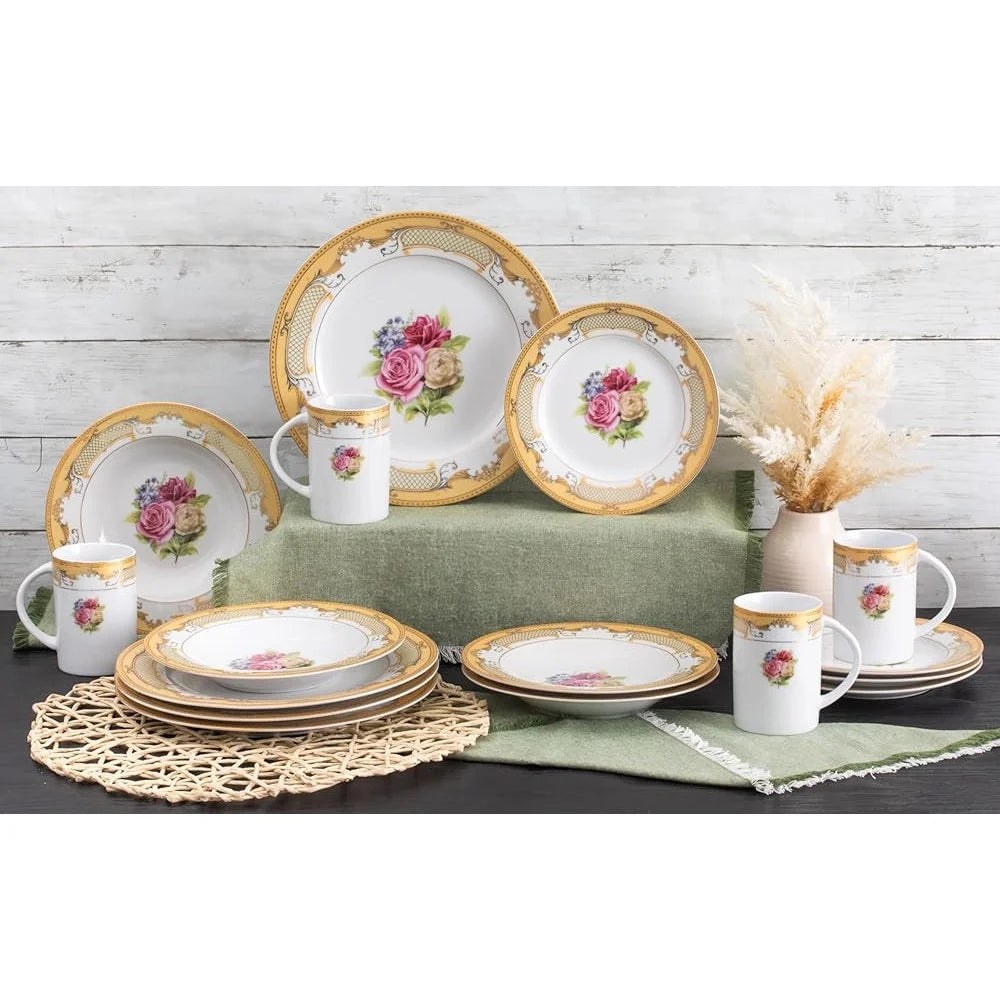Elegant Porcelain 16 Piece Vintage Tableware