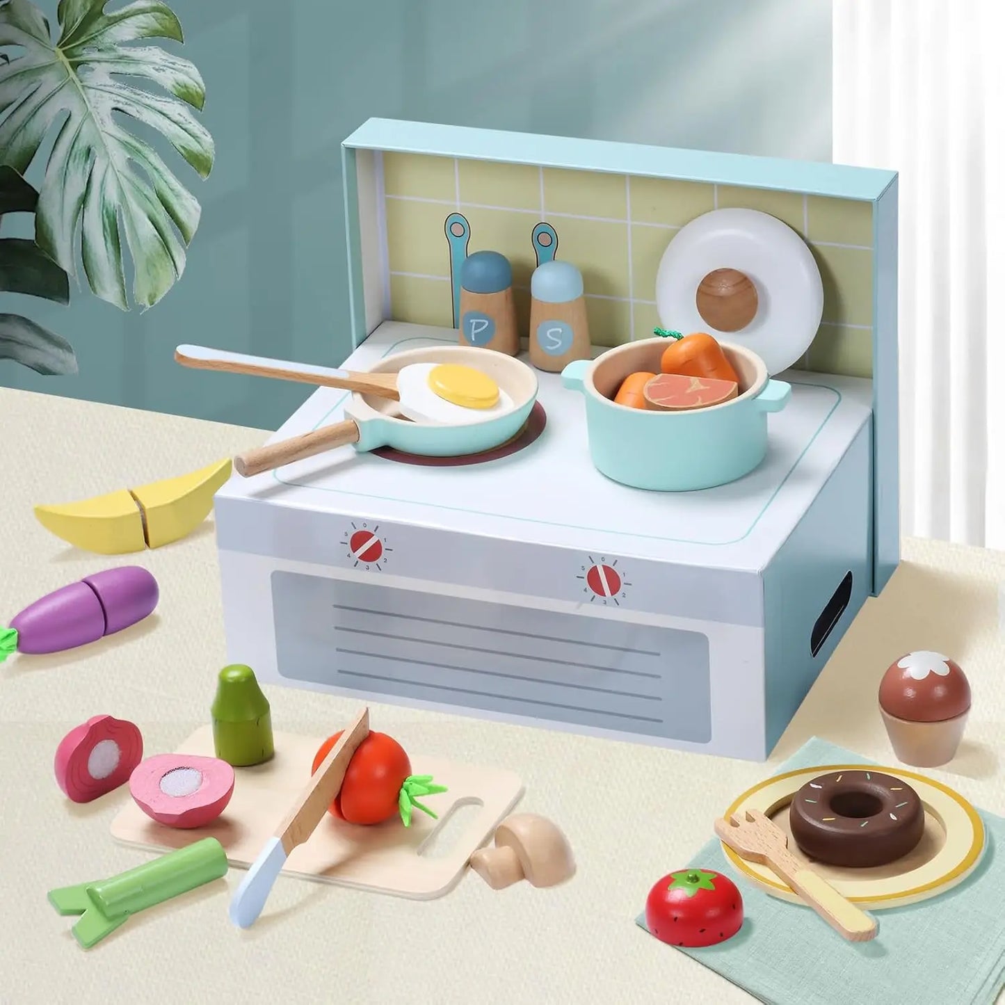 78 PCS Wooden Play Food Set