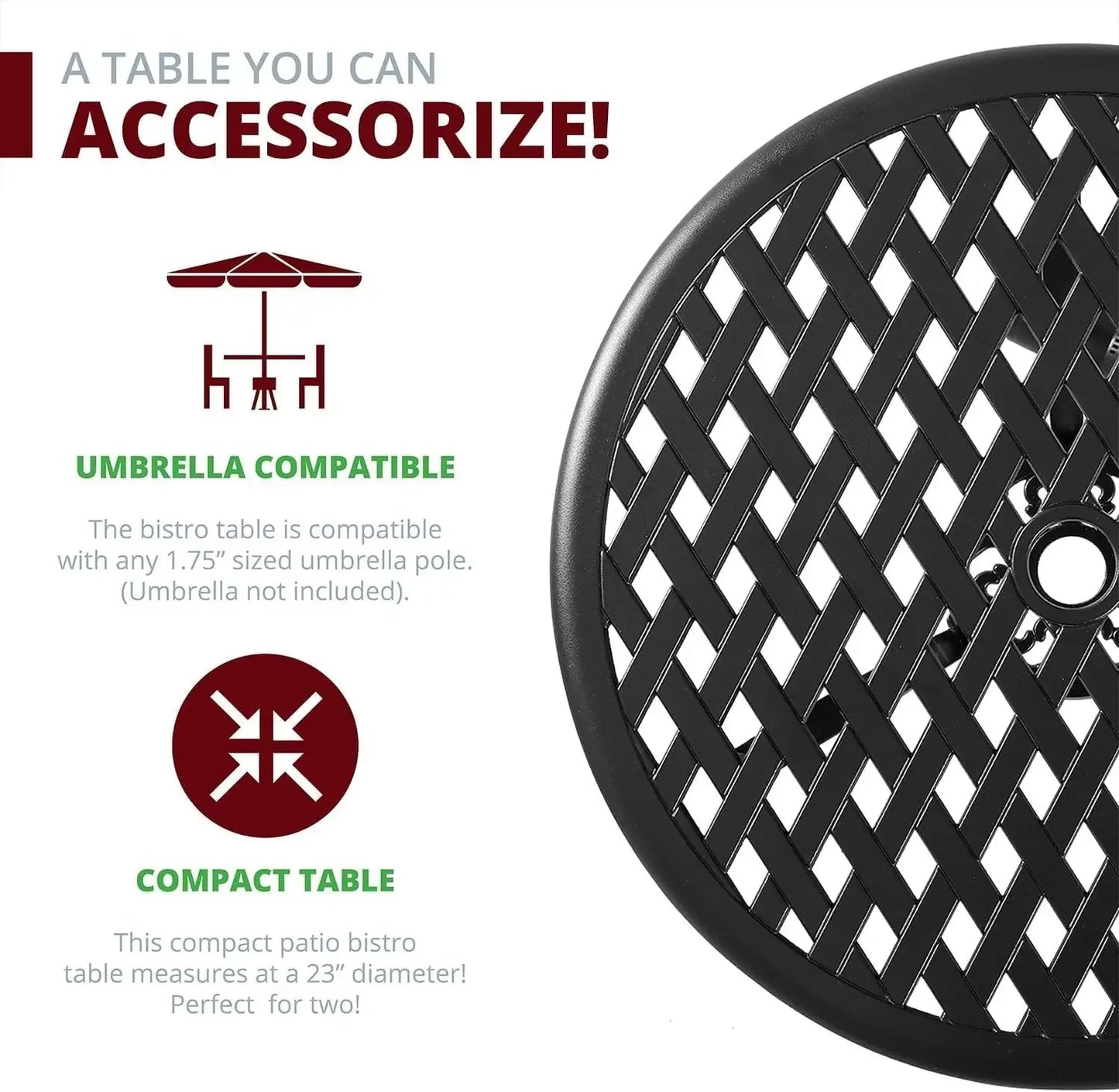 Bistro 3 Piece Outdoor Table/Chairs Set