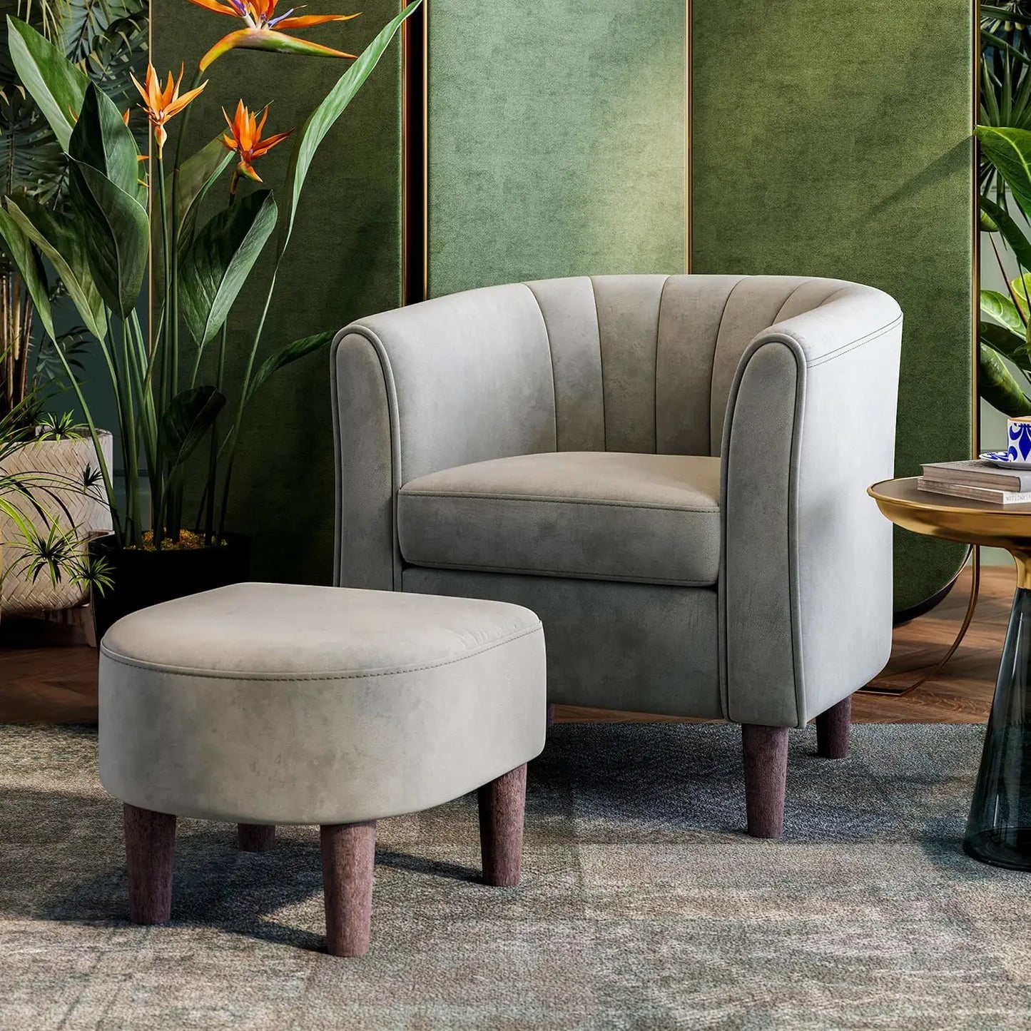 Comfy Accent Chair with Footrest
