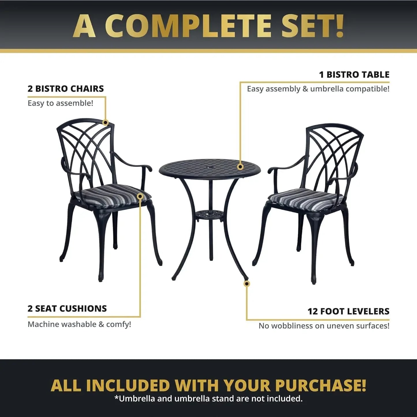 Bistro 3 Piece Outdoor Table/Chairs Set