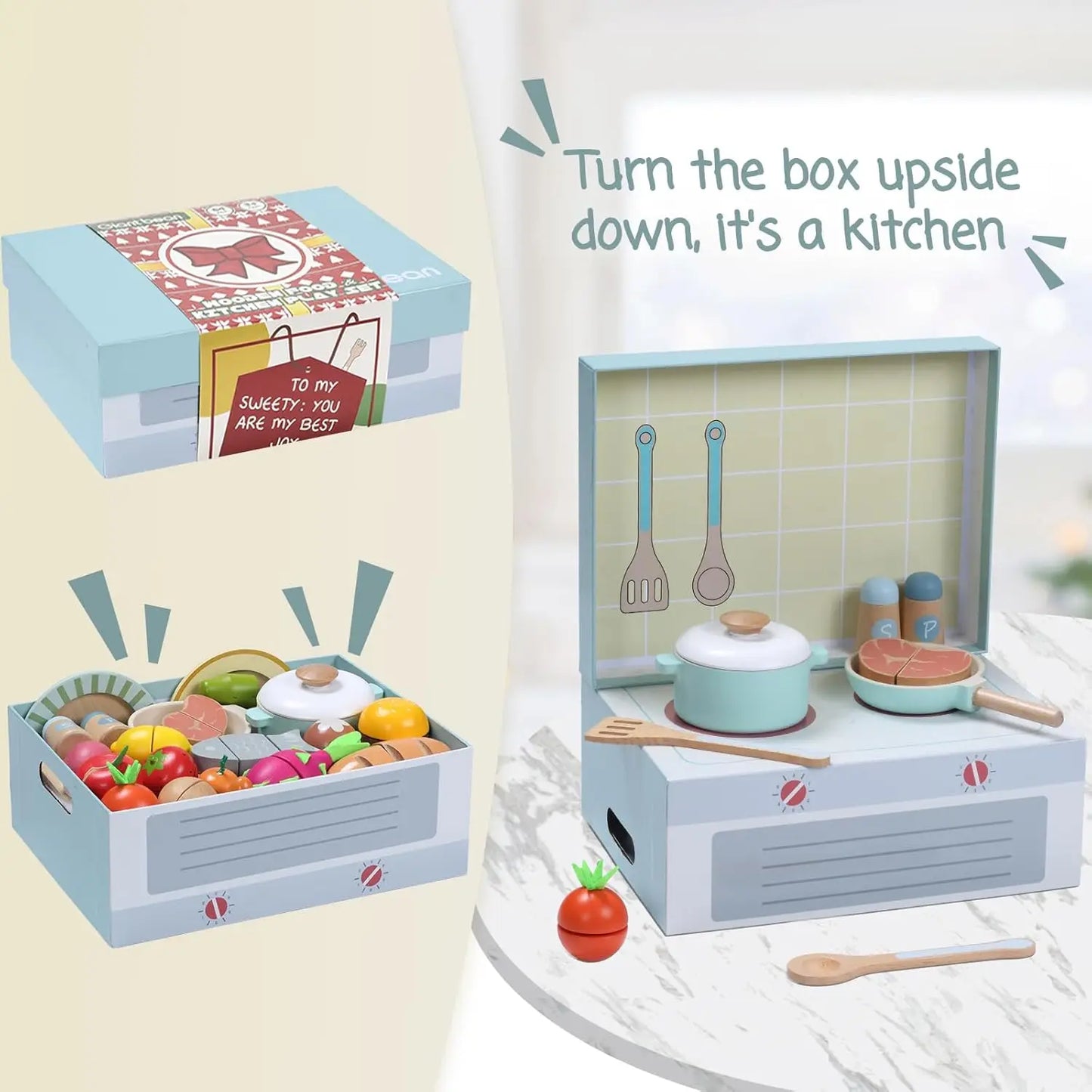 78 PCS Wooden Play Food Set