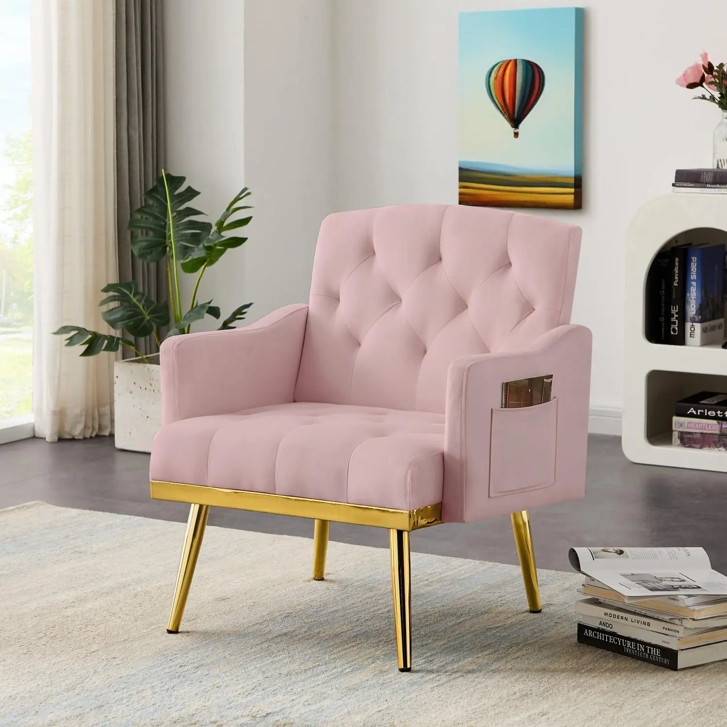 Modern Accent Chair /Gold Metal Legs