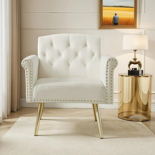 Modern Accent Chair /Gold Metal Legs