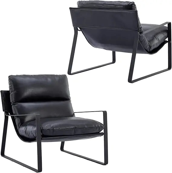 Modern PU Leather Accent Armchairs Set of 2