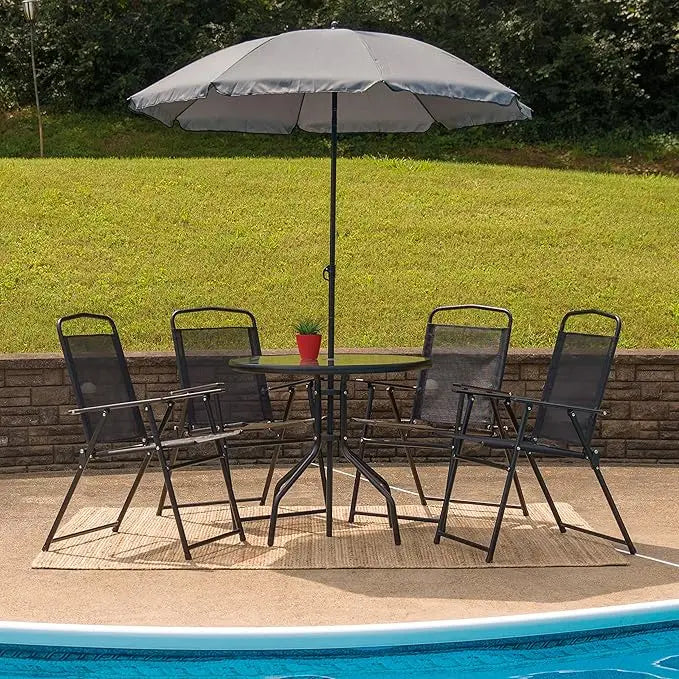 Black 6-Piece Patio Garden Furniture Set