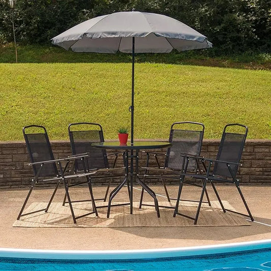 Black 6-Piece Patio Garden Furniture Set