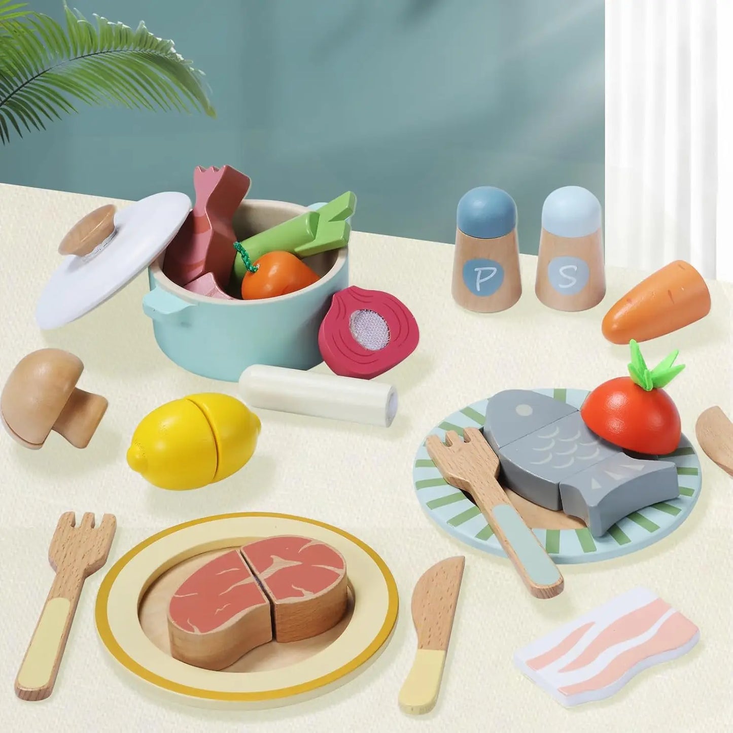78 PCS Wooden Play Food Set