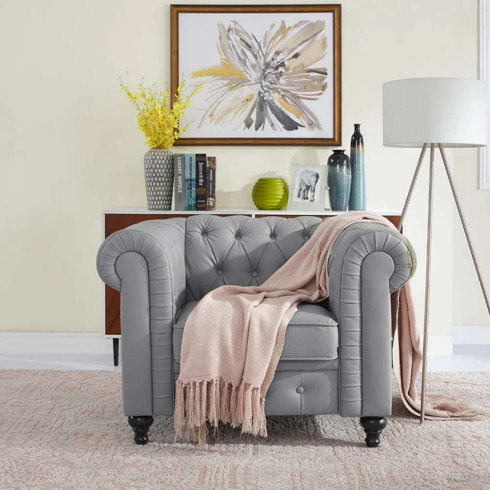 Chesterfield Furniture Leather Sofa Set.