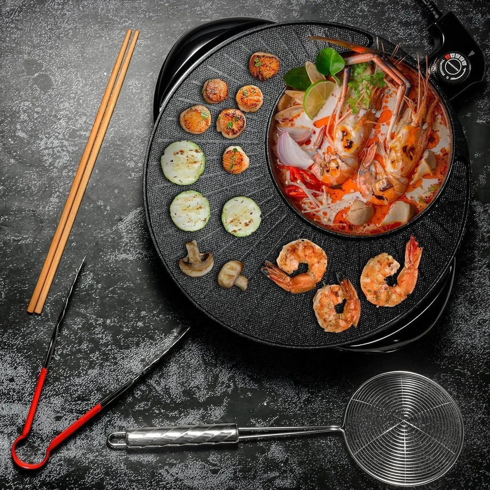Portable Electric Hot Pot Grill Combo