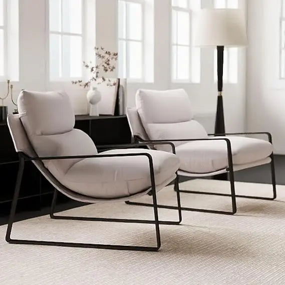 Modern PU Leather Accent Armchairs Set of 2