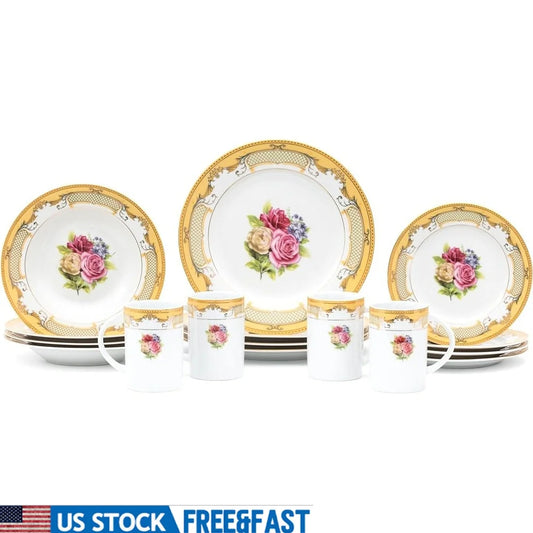 Elegant Porcelain 16 Piece Vintage Tableware