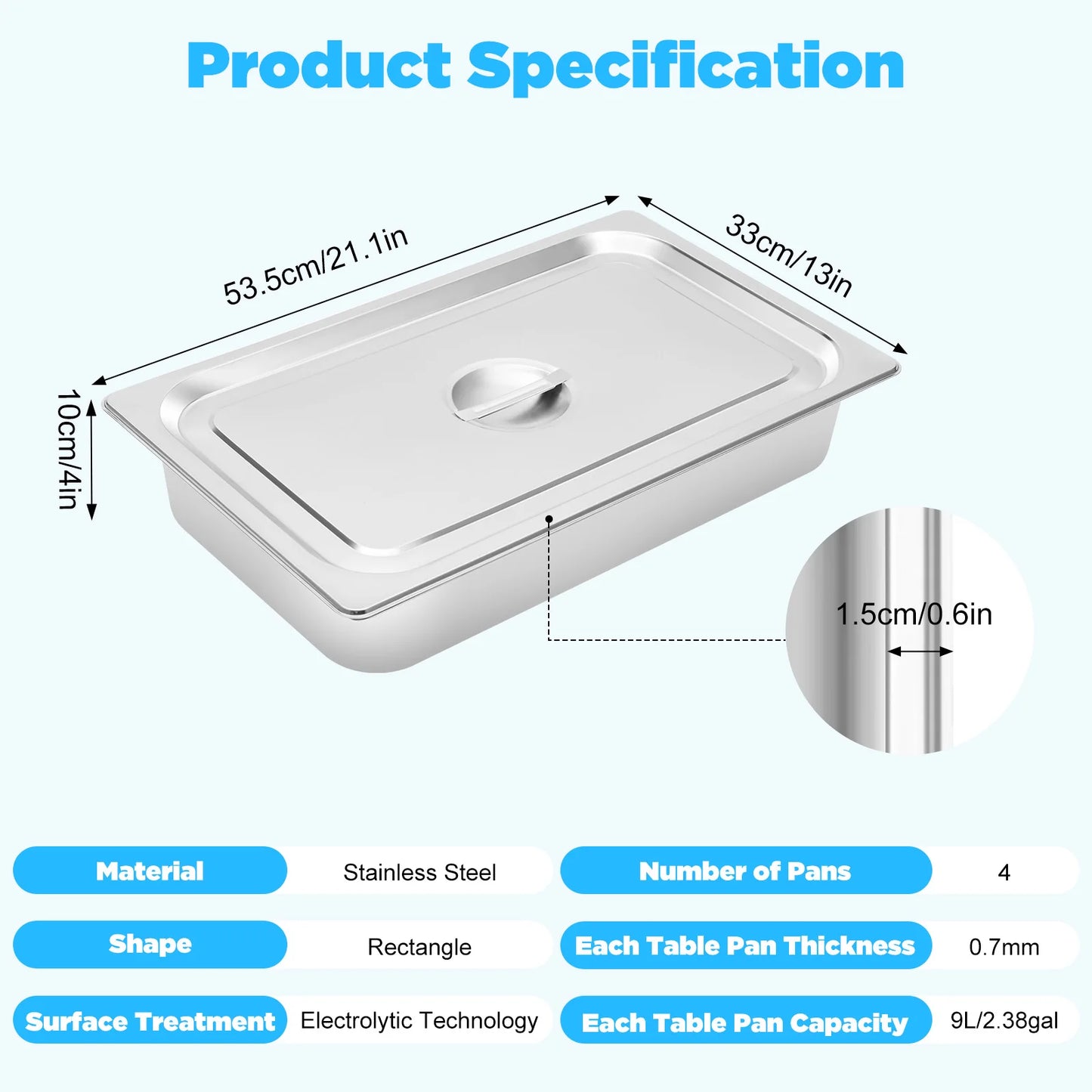 Buffet Chafing Pans Stainless Steel
