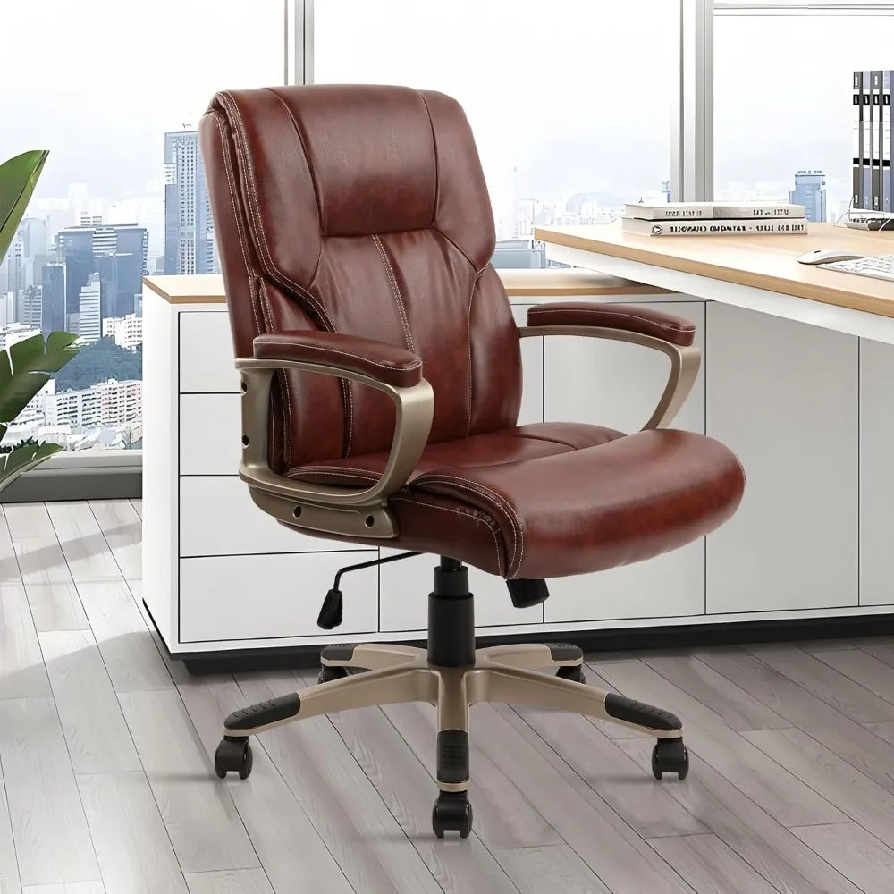 Executive  Brown Leather Chairs w/ Soft Padded Armrest