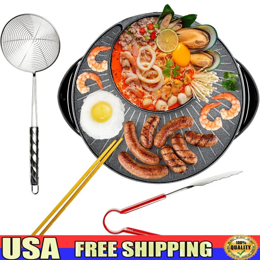Portable Electric Hot Pot Grill Combo
