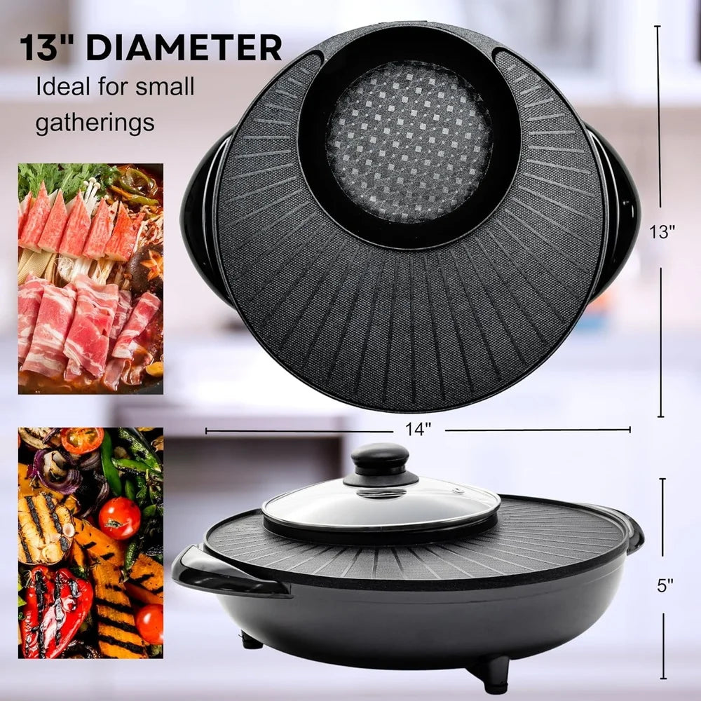 Portable Electric Hot Pot Grill Combo