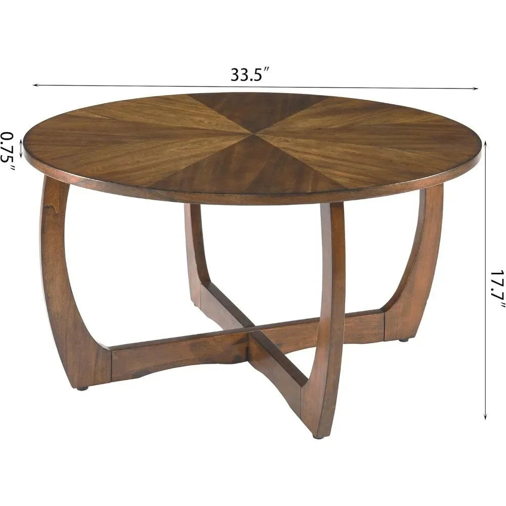 Round Wood Coffee Table with Curved Legs