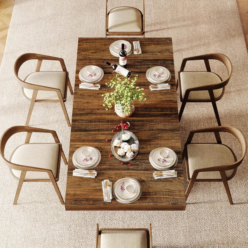 Dining Table with Geometric Base (Brown and Black)