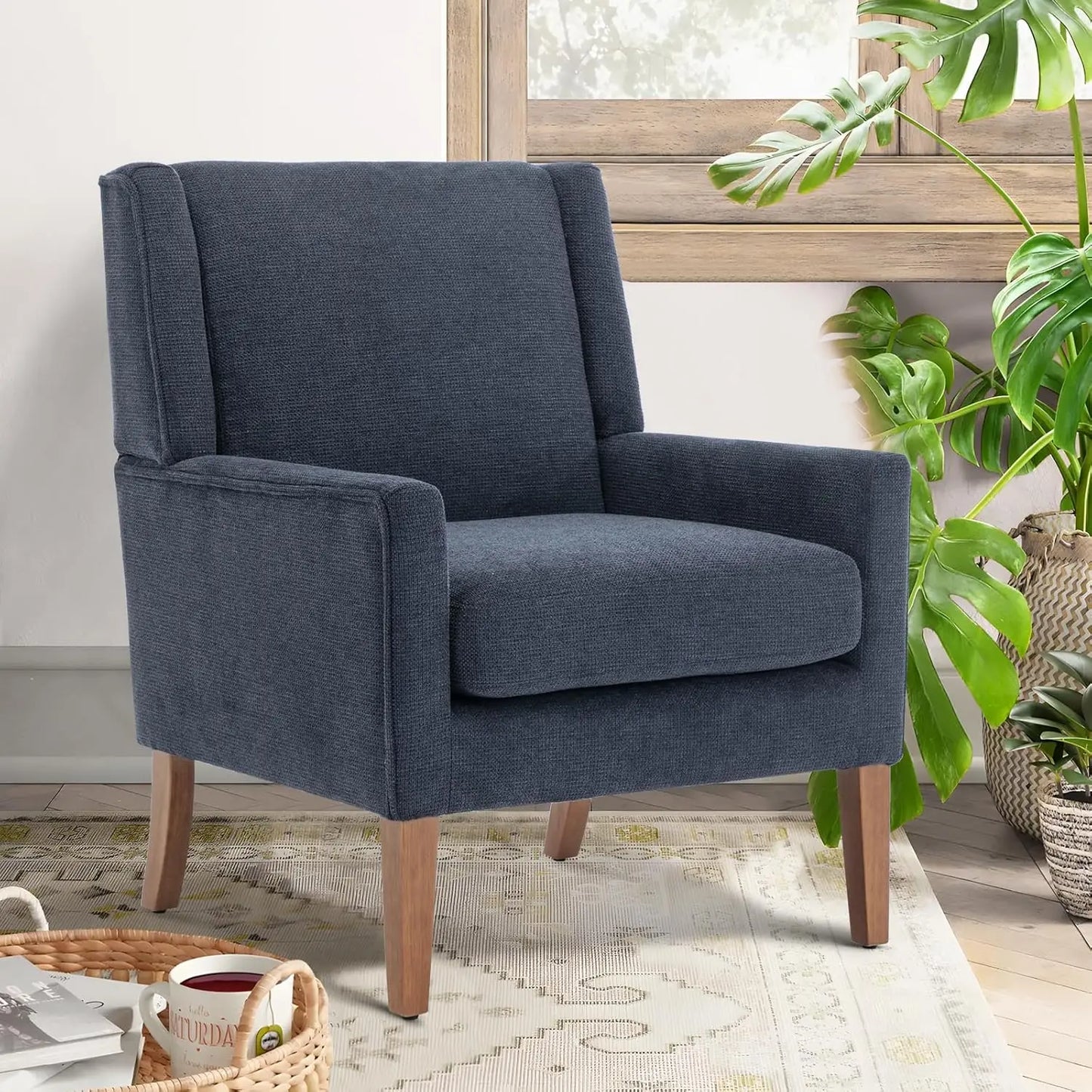 Beige Fabric Accent Armchair