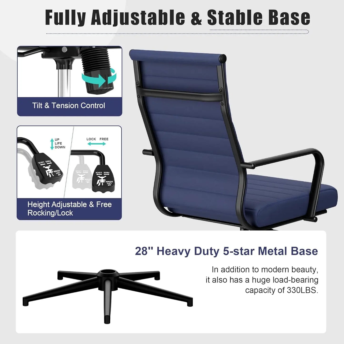 Blue Leather Chair for Home Office.